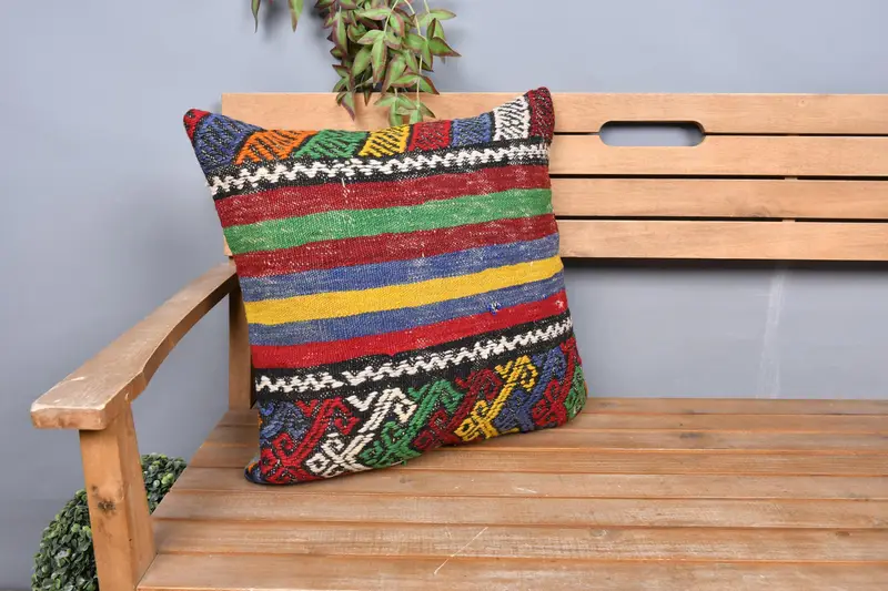20x20 Red Pillow, Comfy Throw Pillow Cover, Cushion Cover, Retro Pillow, Handmade Kilim Cushion, Vintage Pillow, Antique Pillows - 1