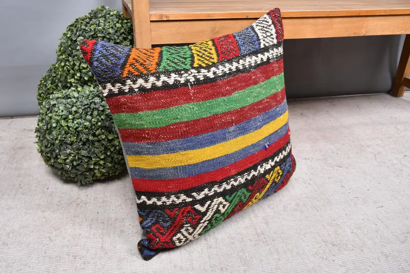 20x20 Red Pillow, Comfy Throw Pillow Cover, Cushion Cover, Retro Pillow, Handmade Kilim Cushion, Vintage Pillow, Antique Pillows - 7
