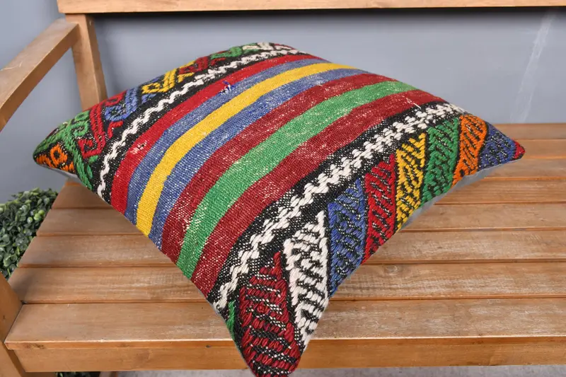 20x20 Red Pillow, Comfy Throw Pillow Cover, Cushion Cover, Retro Pillow, Handmade Kilim Cushion, Vintage Pillow, Antique Pillows - 2