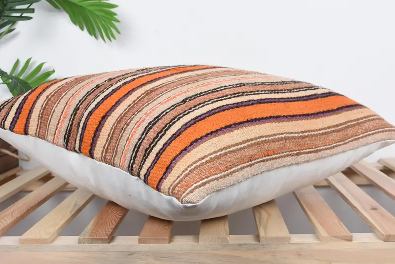 Antique Pillows, 24x24 Orange Cushion, Pillow for Couch, Cushion Cover, Handwoven Pillow Cover Cushion Case, Boho Pillow Sham Cover - 6