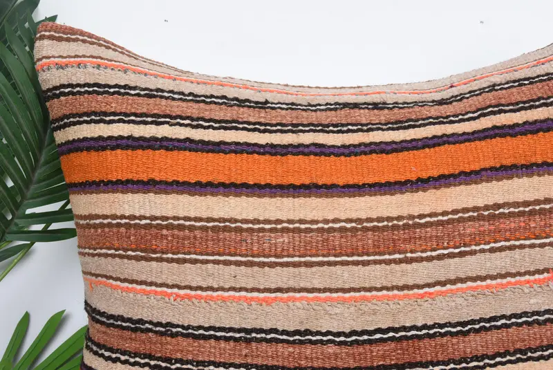 Antique Pillows, 24x24 Orange Cushion, Pillow for Couch, Cushion Cover, Handwoven Pillow Cover Cushion Case, Boho Pillow Sham Cover - 2