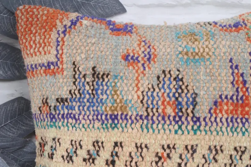 14x14 Orange Pillow Sham, Throw Kilim Pillow, Antique Pillows, Ethnical Kilim Rug Pillow, Pillow Sham, Comfy Throw Pillow Cover - 2