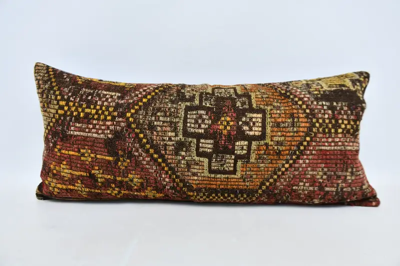Cushion, 16x36 Red Pillow Sham, Farmhouse Pillow Cover, Vintage Kilim Throw Pillow, Customized Pillow Sham, Pillow for Couch, Vintage Pillow - 1