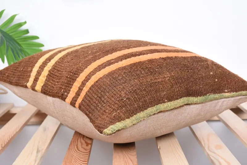 Kilim Pillow Cover, 18x18 Brown Cushion Cover, Antique Pillows, Armchair Cushion Cover, Pillow Sham, Garden Pillow Sham, Home Decor Pillow - 6