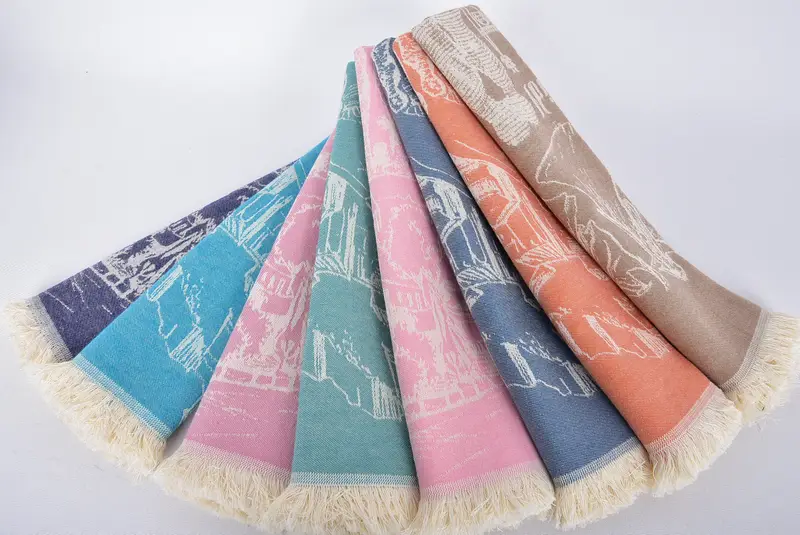 Monogram mutfak havlu, spa havlu, hediye kutuları çay havlu, kişiselleştirilmiş bulaşık havlu, 28x20 pamuklu manzara desenli havlu, Türk el havlu - 4