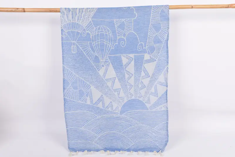 Personalized Dish Towel Blue Cappadocia Design, 36x18 Inches