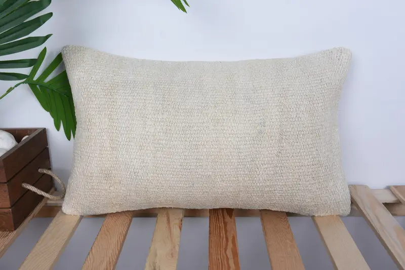Pillow for Couch, 12x20 White Cushion Case, Bench Cushion, Ethnic Cushion, Cushion Case, Patio Cushion Case, Pillow for Sofa, Boho Pillow - 1