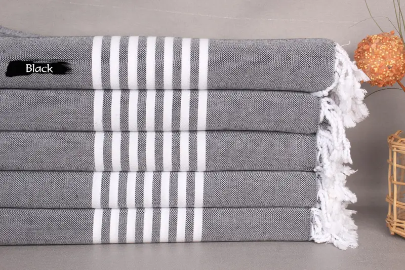 Wedding Shower Gift Organic Cotton Striped Beach Towel, 40x67 Inches