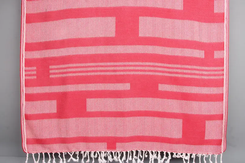 Handmade Beach Towel Monogram Turkish Cotton Beige Chevron, 38x67 Inches