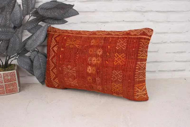 Pillow for Couch, Antique Pillows, Decorative Throw Cushion, 12x20 Red Pillow Case, Outdoor Pillow Cover, Pillow Sham, Kilim Pillow - 4