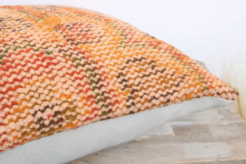 Vintage Kilim Throw Pillow, 12x20 Yellow Cushion Cover, Cushion Case, Anatolian Pillow Case, Boho Pillow Sham Cover, Pillow for Sofa - 6