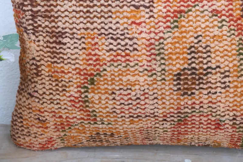 Vintage Kilim Throw Pillow, 12x20 Yellow Cushion Cover, Cushion Case, Anatolian Pillow Case, Boho Pillow Sham Cover, Pillow for Sofa - 3