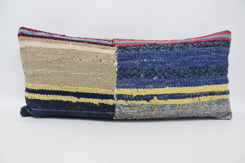 Blue Throw Euro Sham, Gift 16x35 inch Wool Cushion - 1