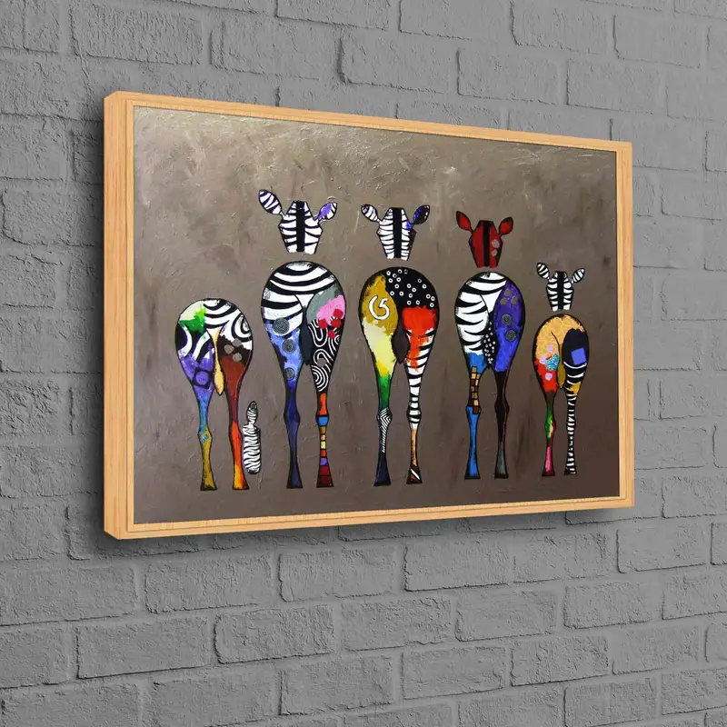 モダンな抽象ゼブラ キャンバス: カラフルなファッション アート プリント