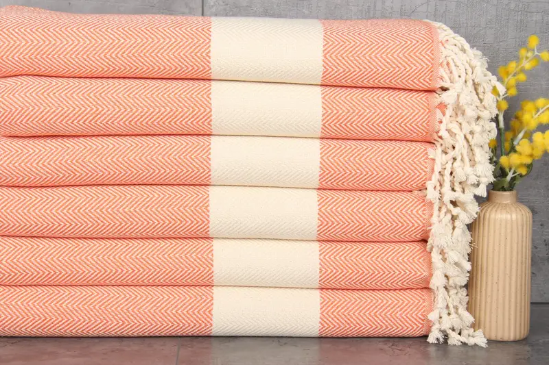 Personalized Orange Chevron Turkish Bath Towel, 40x71 Inches
