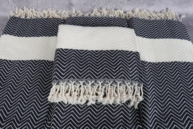 Quick-drying peshtemal towel for poolside, Bridal Shower Gift, Engagement Gift, Turkish bath towel, 70x40 Cotton Zig zag Towel, Luxury towel - 4