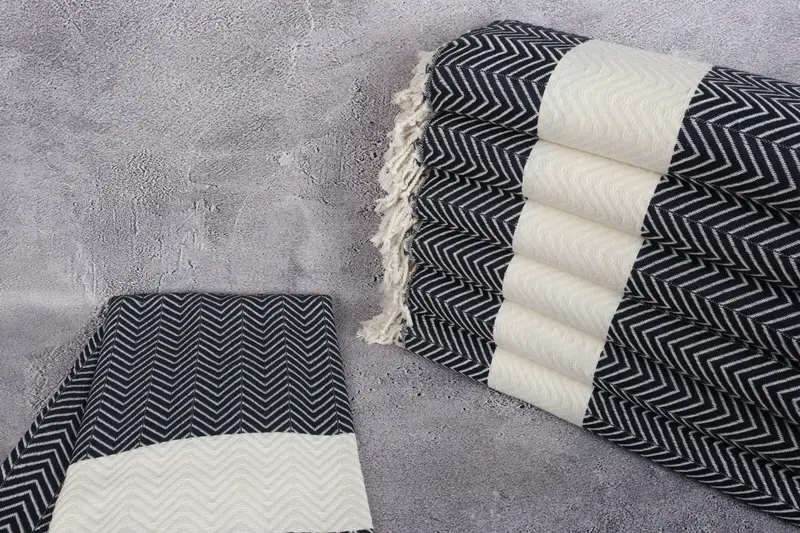Quick-drying peshtemal towel for poolside, Bridal Shower Gift, Engagement Gift, Turkish bath towel, 70x40 Cotton Zig zag Towel, Luxury towel - 2