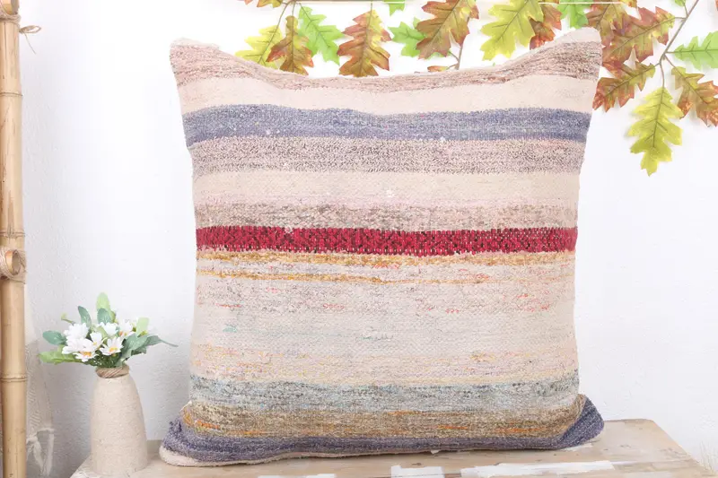 Home Decor Pillow, Vintage Kilim Pillow, Ethnic Pillow Sham, Patio Pillow Sham, Vintage Kilim Throw Pillow, 24x24 White Pillow, Pillow Sham - 2