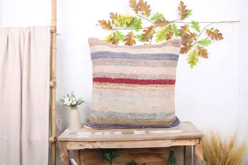 Home Decor Pillow, Vintage Kilim Pillow, Ethnic Pillow Sham, Patio Pillow Sham, Vintage Kilim Throw Pillow, 24x24 White Pillow, Pillow Sham - 1