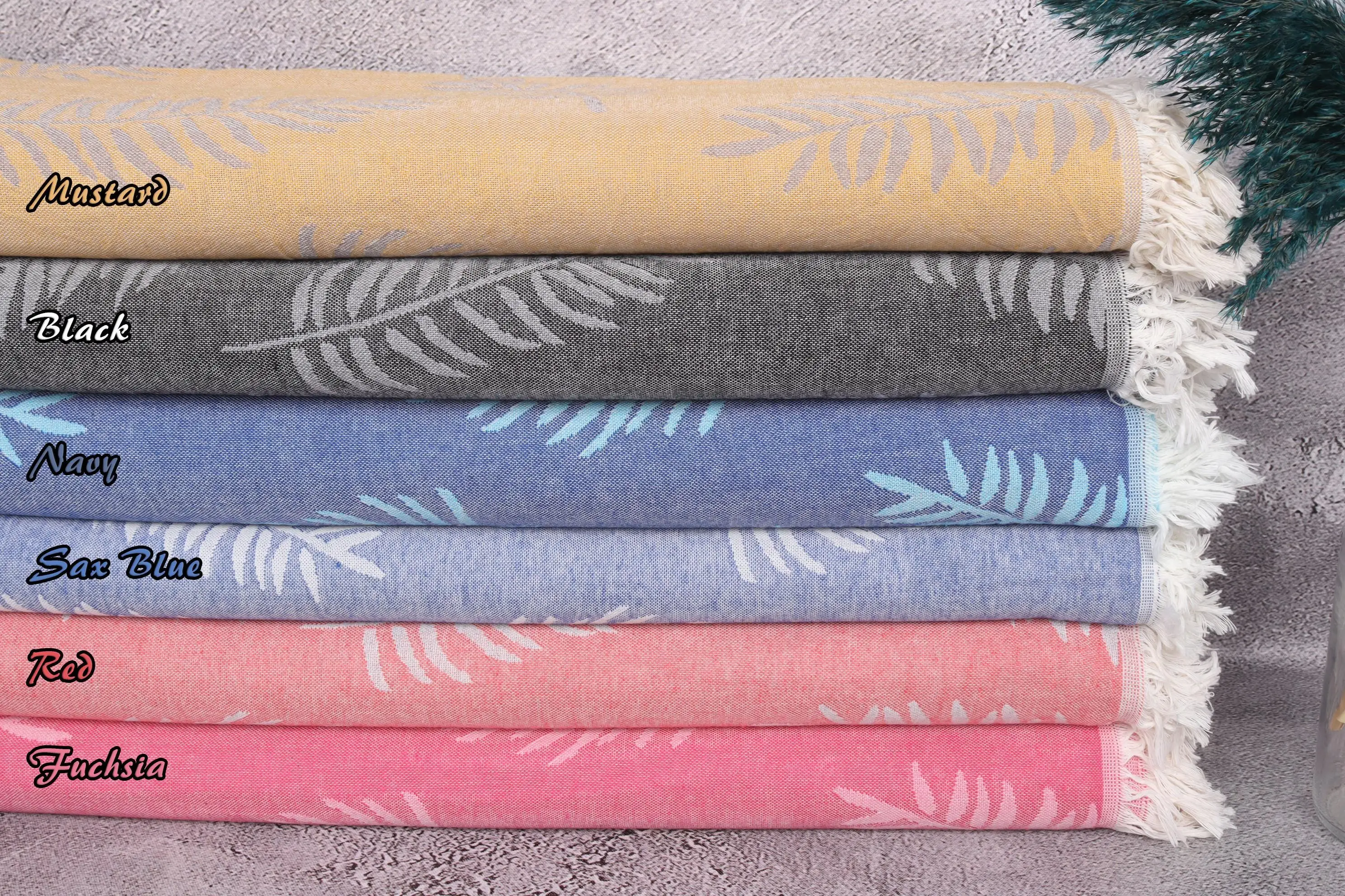 Monogram Boho Throw Blanket Floral Patterned Cotton, 79x87 Inches - 1