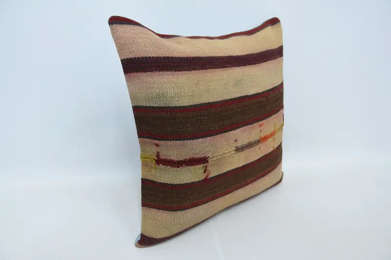 Pillow for Couch, 24x24 Beige Pillow, Boho Pillow Sham Cover, Turkish Pillow, Cushion Case, Wool Kilim Pillow Pillow Cover, Bed Cushion - 3