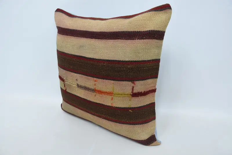 Pillow for Couch, 24x24 Beige Pillow, Boho Pillow Sham Cover, Turkish Pillow, Cushion Case, Wool Kilim Pillow Pillow Cover, Bed Cushion - 4