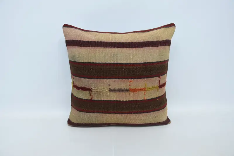 Pillow for Couch, 24x24 Beige Pillow, Boho Pillow Sham Cover, Turkish Pillow, Cushion Case, Wool Kilim Pillow Pillow Cover, Bed Cushion - 1