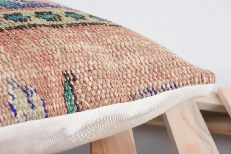 Pillow Cover, Boho Pillow, Vintage Pillow, Authentic Pillow Cover, Kilim Cushion Sham, 12x12 Blue Cushion, Sofa Bolster Cushion Cover - 7
