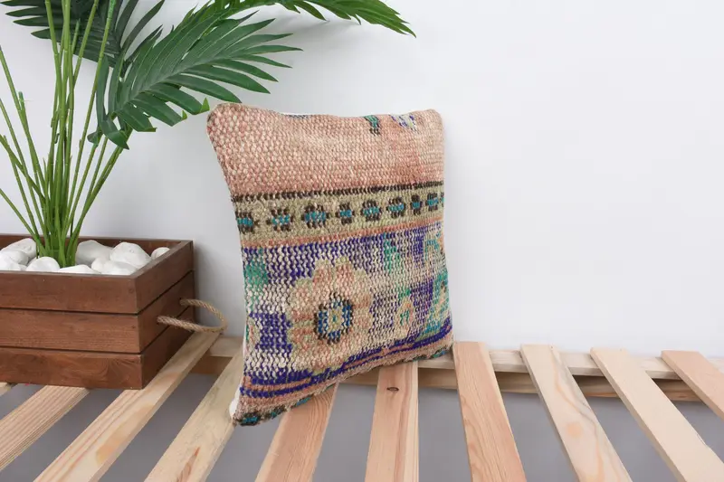 Pillow Cover, Boho Pillow, Vintage Pillow, Authentic Pillow Cover, Kilim Cushion Sham, 12x12 Blue Cushion, Sofa Bolster Cushion Cover - 4