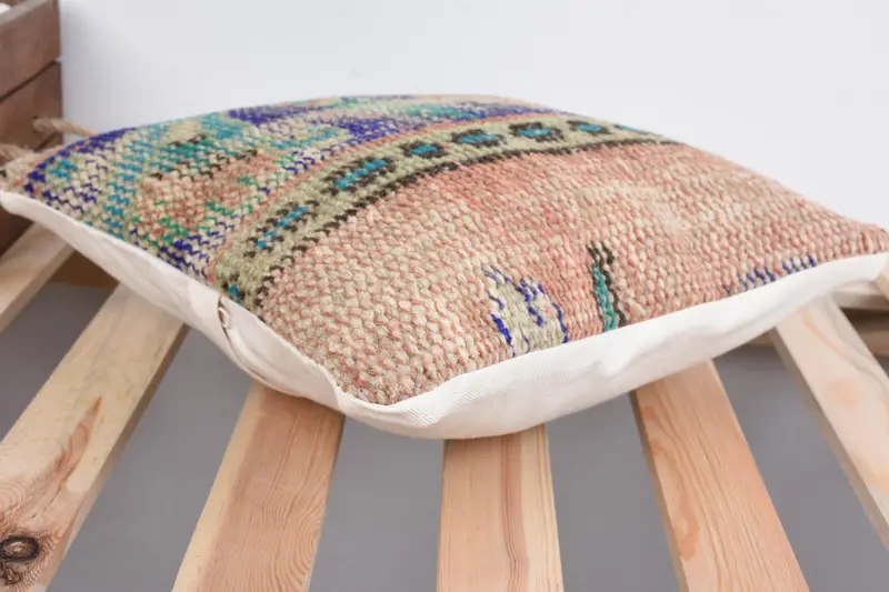 Pillow Cover, Boho Pillow, Vintage Pillow, Authentic Pillow Cover, Kilim Cushion Sham, 12x12 Blue Cushion, Sofa Bolster Cushion Cover - 6