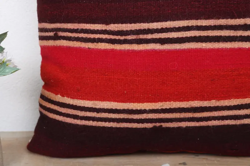 Ethnic Throw Cushion, 18x18 Red Pillow, Pillow Case, Ethnical Kilim Rug Pillow, Ottoman Cushion Cover, Antique Pillows, Aztec Pillow, Turkish Pillow - 3