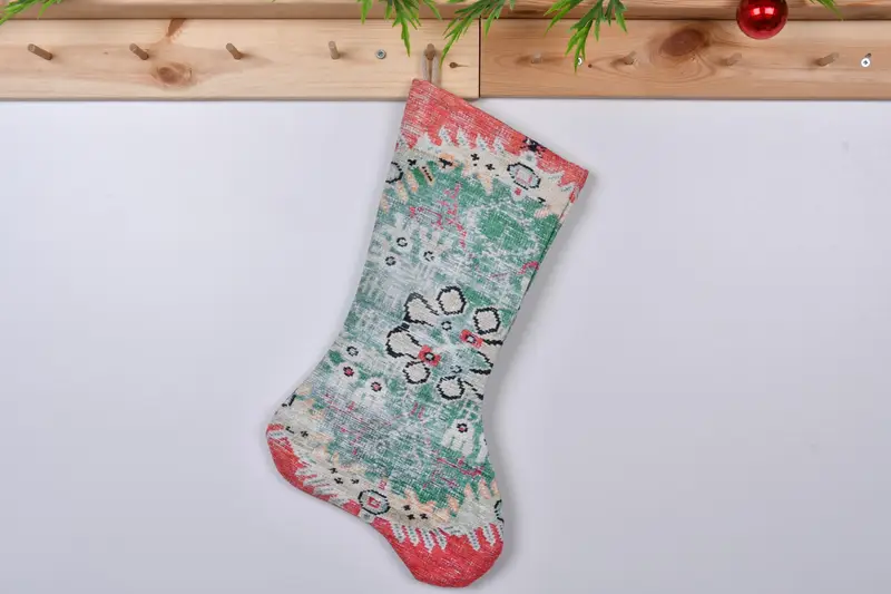 Festlicher Weihnachtsstrumpf in Grün und Rosa, 30,5 cm