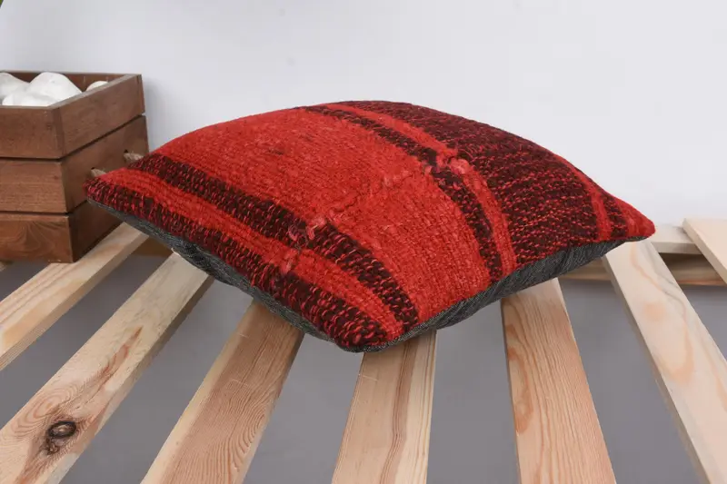 Turkish Kilim Pillow, Wholesale Pillow Cover, Outdoor Cushion, 12x12 Red Pillow Case, Pillow Sham, Handmade Kilim Cushion, Home Decor Pillow - 6