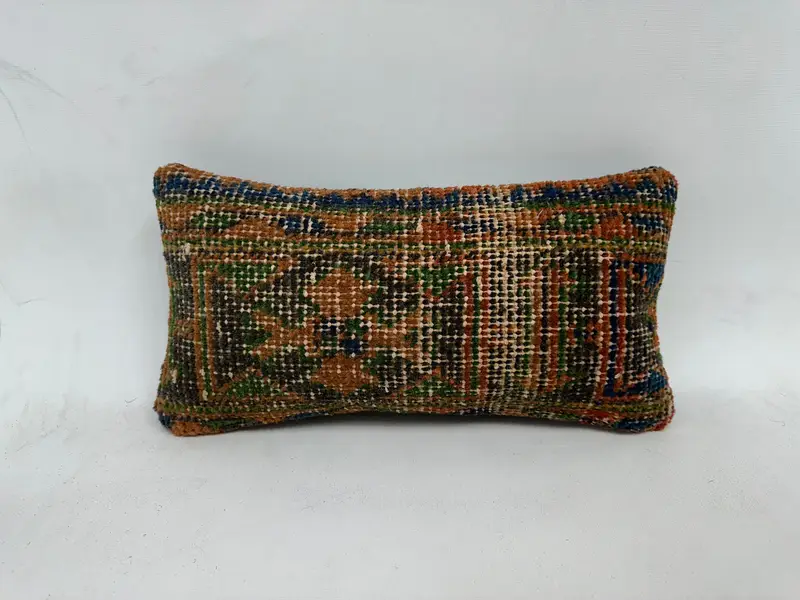Pillow, 8x16 Green Cushion, Kilim Pillow, Pet Pillow Sham, Floor Cushion Case, Bolster Pillow Case, Vintage Pillow, Pillow for Couch - 1