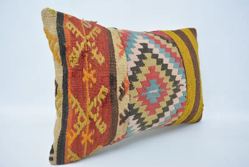 Antique Pillows, 16x24 Yellow Cushion, Cushion, Vintage Pillow, Cotton Cushion Cover, Aztec Pillow Cover, Ethnical Kilim Rug Pillow - 3