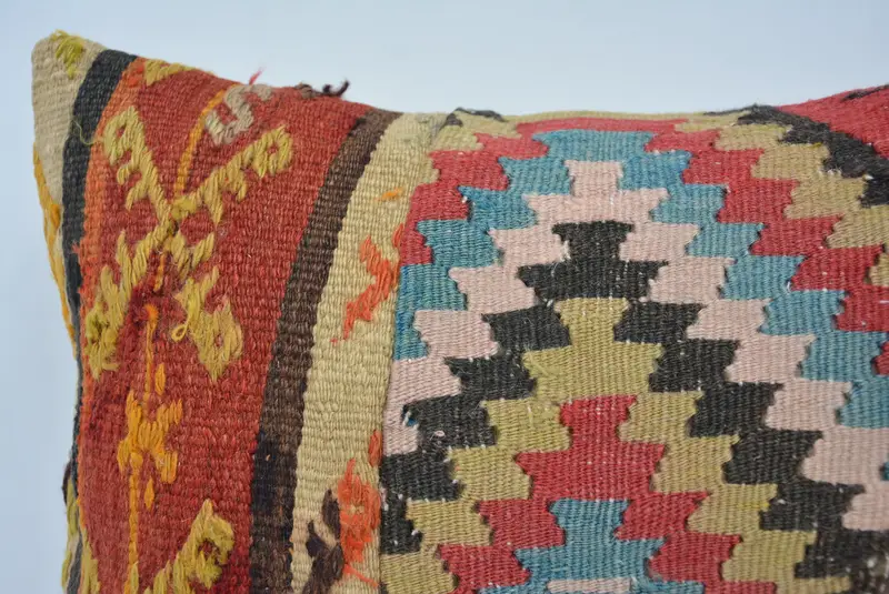 Antique Pillows, 16x24 Yellow Cushion, Cushion, Vintage Pillow, Cotton Cushion Cover, Aztec Pillow Cover, Ethnical Kilim Rug Pillow - 2