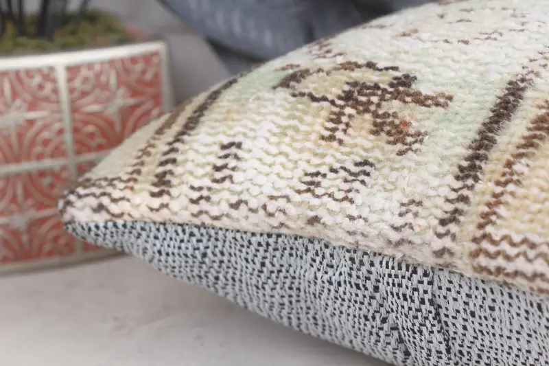 Luxury Cushion, Ethnical Kilim Rug Pillow, Bench Cushion Cover, Kilim Pillow Cover, Cushion Case, Home Decor Pillow, 12x12 Beige Cushion Case - 7