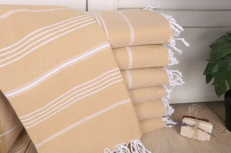 Summer Gift Striped Towel Mustard Cotton 40x71 Inches