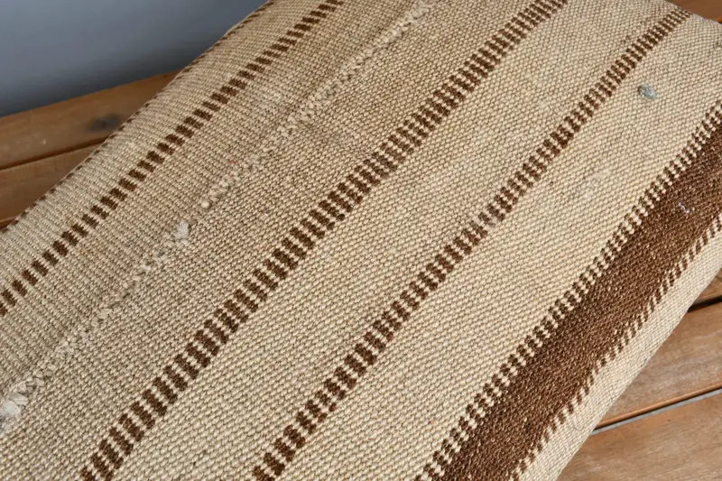 16x24 Beige Pillow Sham, Kilim Cushion Sham, Throw Kilim Pillow, Pillow Cover, Handmade Kilim Cushion, Bench Cushion Cover - 4