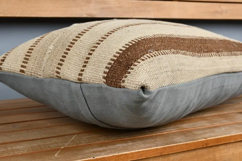 16x24 Beige Pillow Sham, Kilim Cushion Sham, Throw Kilim Pillow, Pillow Cover, Handmade Kilim Cushion, Bench Cushion Cover - 3