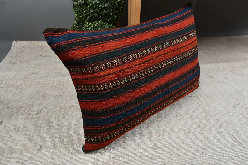 Pillow Cover, Vintage Kilim Throw Pillow, Interior Designer Pillow, Antique Pillows, 16x24 Red Pillow, Luxury Cushion Case - 7