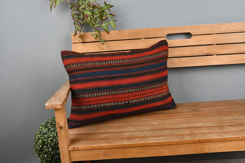 Pillow Cover, Vintage Kilim Throw Pillow, Interior Designer Pillow, Antique Pillows, 16x24 Red Pillow, Luxury Cushion Case - 1