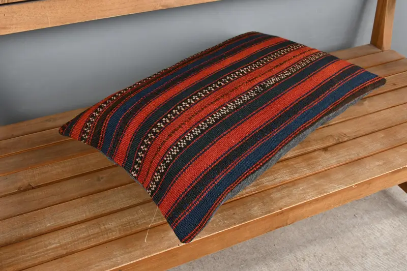Pillow Cover, Vintage Kilim Throw Pillow, Interior Designer Pillow, Antique Pillows, 16x24 Red Pillow, Luxury Cushion Case - 2