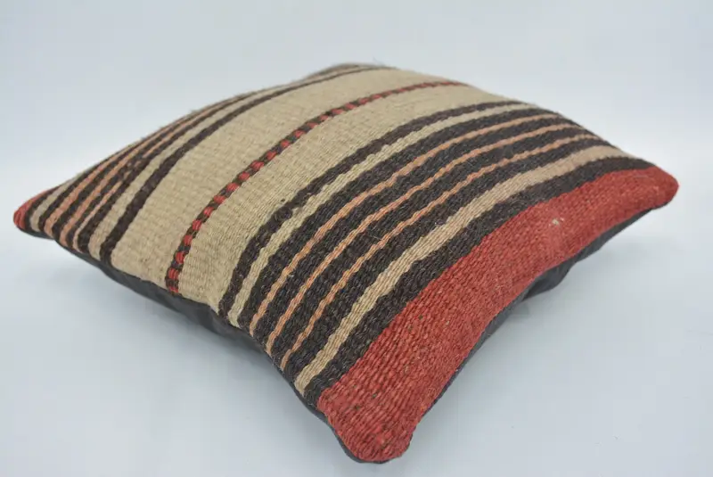 Türkisches Kissen, Kilimkissenschein, 12x12 Beige Kissen, Kissenbezug, Strickkissen, neutrales Wurfkissengehäuse, antike Kissen - 6