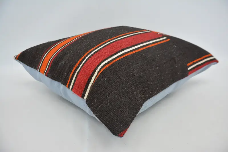 22x22 Brown Pillow Sham, Retro Throw Cushion Case, Handmade Kilim Cushion, Boho Pillow Sham Cover, Interior Designer Pillow, Cushion Case - 6