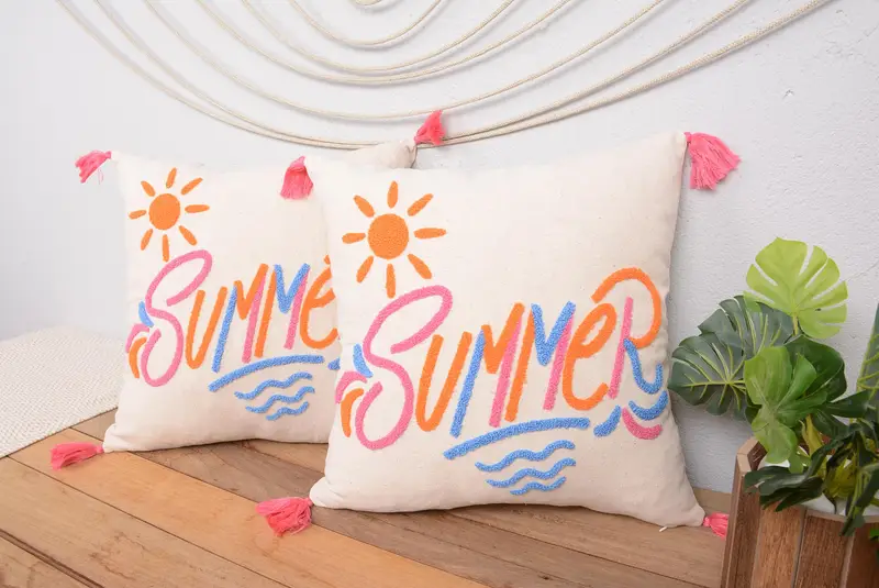 Almohada de lanzamiento bordada del suroeste hecha a mano, cojín vintage