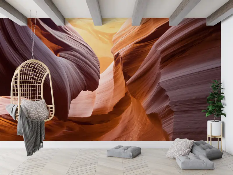 Paper Wall Art ,Landscape Mural,Antelope Canyon Photography,Bright Wall Paper,Wall Paper Peel and Stick,Canyon Landscape Mural, - 4