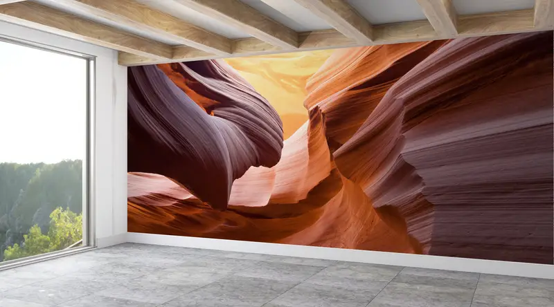 Paper Wall Art ,Landscape Mural,Antelope Canyon Photography,Bright Wall Paper,Wall Paper Peel and Stick,Canyon Landscape Mural, - 2