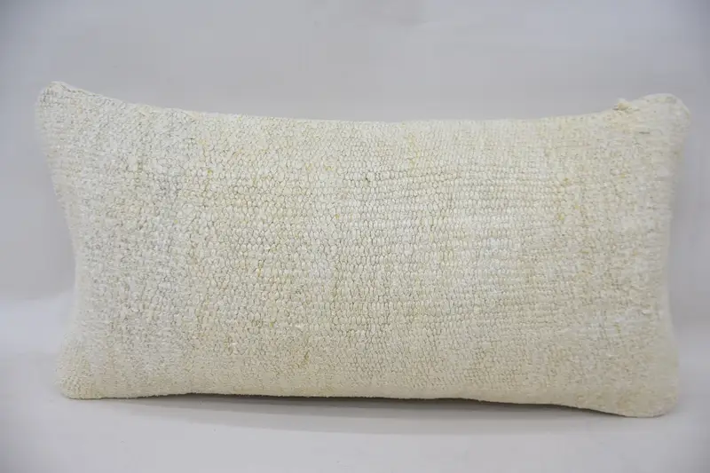 Luxury Cushion Cover, Pillow, Vintage Kilim Pillow, Turkish Kilim Pillow, Vintage Kilim Throw Pillow, 12x24 White Cushion Cover, Bright Pillow Sham - 4
