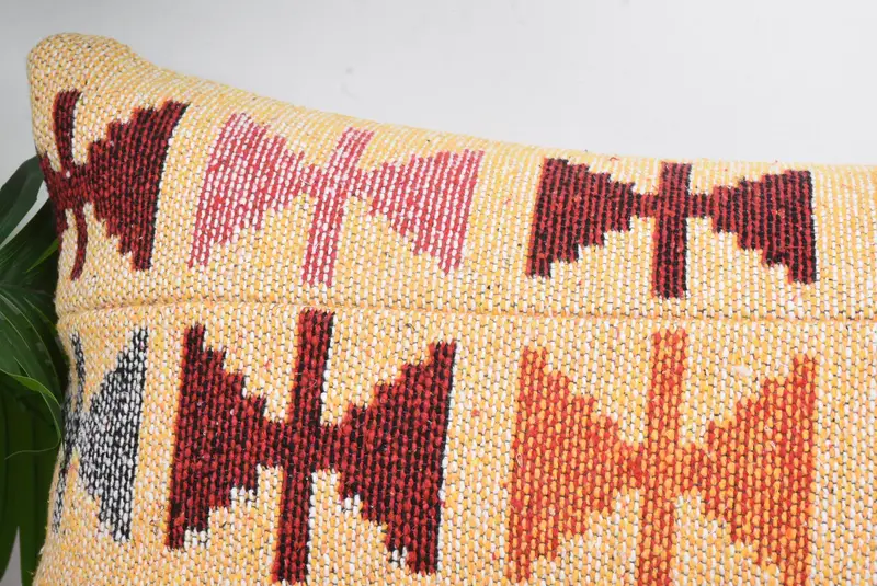 Handwoven Cushion Cover, Interior Designer Pillow, 16x43 Pink Cushion Case, Pillow for Couch, Kilim Pillow, Custom Cushion Case, Cushion Cover - 2